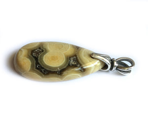 Ocean Jasper Pendant with reproduction art deco sterling silver bail