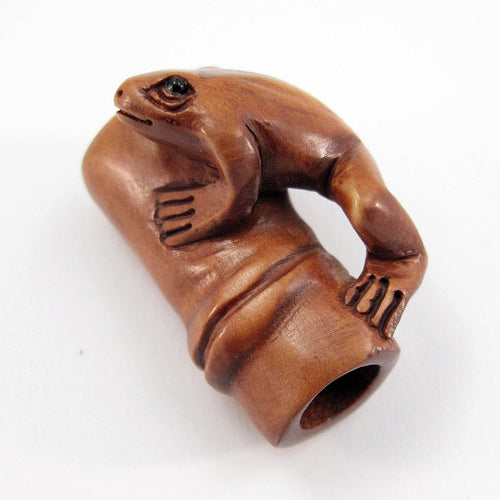 Frog Ojime Bead with Bamboo