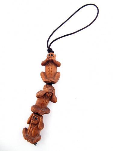 See, Hear and Speak No Evil Monkeys Hand-Carved Boxwood Ojime Bead Set