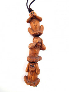 See, Hear and Speak No Evil Monkeys Hand-Carved Boxwood Ojime Bead Set