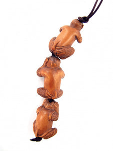 See, Hear and Speak No Evil Monkeys Hand-Carved Boxwood Ojime Bead Set