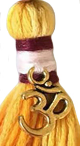 Mookaite Jasper Mala Prayer Bead Necklace with Tassel and Brass Om Charm