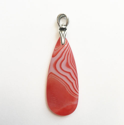 Onyx pendant in hot pink with Art Deco sterling silver torch bail