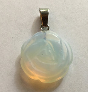 Opalite Pendant Carved Rose Small Size