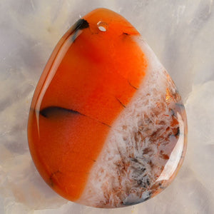 Orange Crazy Lace Agate with Druzy Pear-Shaped Focal Bead