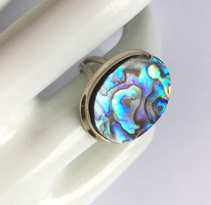 Paua Abalone Shell Ring Size 7.5 aka Mother-of-Pearl Ring