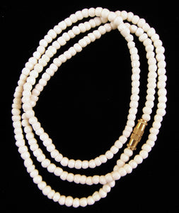 Water Buffalo Bone 3mm Bead Mala-Style Necklace in 18 inch length