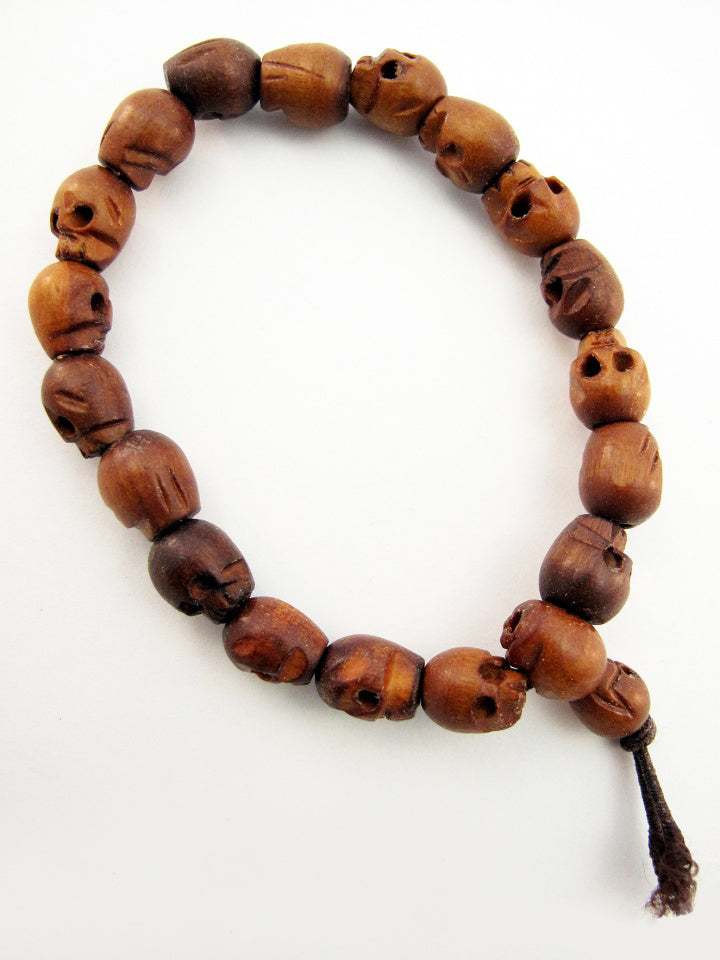 Wooden Skull Bead Stretch Bracelet