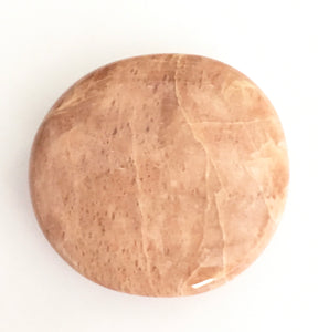 Peach Moonstone Puffy Palm Stone 2.15 inches