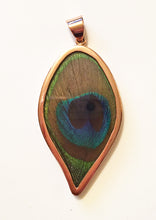 Load image into Gallery viewer, Peacock Feather Pendant in Copper Frame
