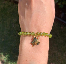 Load image into Gallery viewer, Peridot Bracelet with Sea Turtle Charm - August Birthstone Bracelet