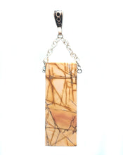 Load image into Gallery viewer, Picasso Stone Pendant  in Autumn hues in rectangular tile shape with silver chain bail