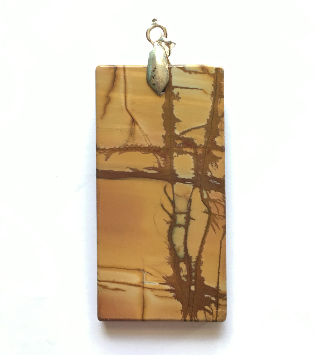 Picasso Stone Pendant  in Autumn hues in rectangular tile shape