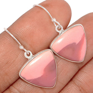 Pink Mookaite Jasper Earrings in Flirty Triangle Sterling Silver