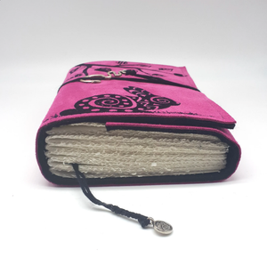 Celtic Journal of Rabbit in Passion Pink Handmade Suede Leather Journal