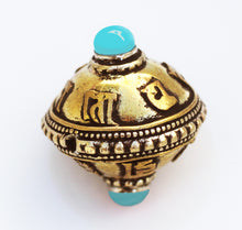 Load image into Gallery viewer, Tibetan Brass and Copper Prayer Wheel Bead Inscribed: Om Mani Padme Hum