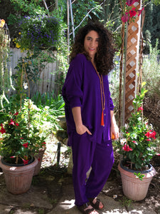 Tienda Ho Moroccan Royal Purple Cotton Rayon Tiznit Top