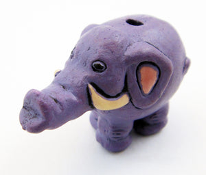 Purple ceramic elephant bead