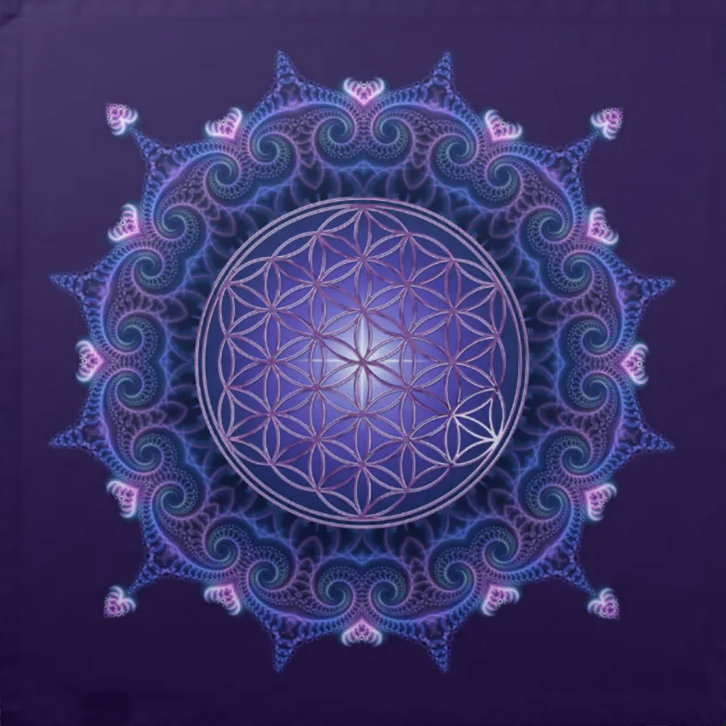 Mystic Purple Flower of Life Tarot Cloth Sacred Geometry
