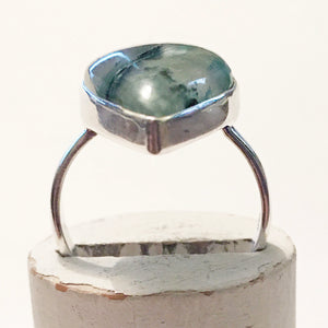 Quantum Quattro Silica TM teardrop-shaped sterling silver ring size 8.5