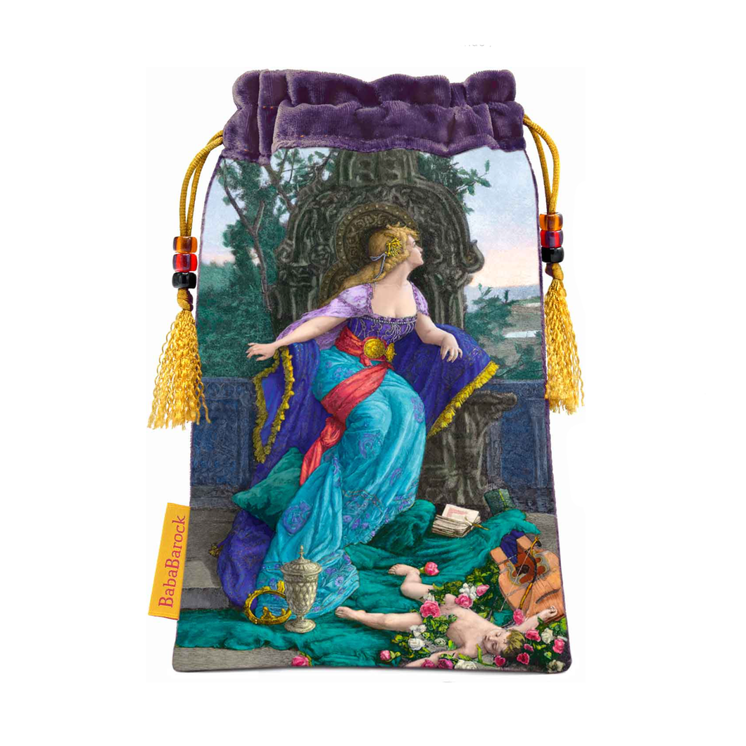 Velvet Tarot Bag Queen of Cups in Amethyst Purple