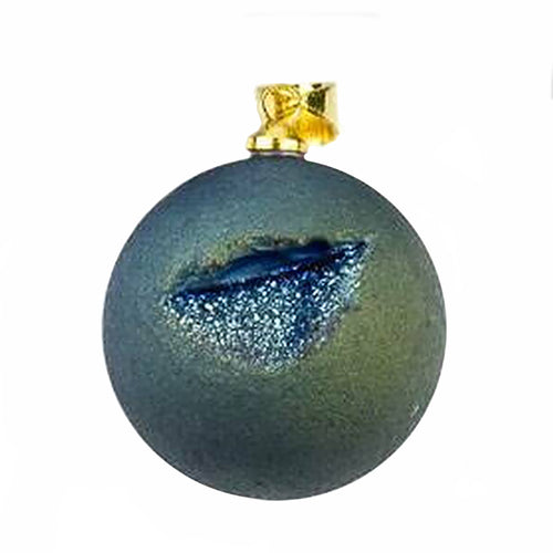 Titanium Rainbow Aura Quartz Crystal 20mm Sphere with Druzy Pendant