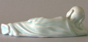 Reclining Buddha Celadon Glazed Porcelain Figurine