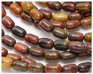 Red Creek Jasper 12mm by 8mm Barrel Beads - 16" Strand of 34 Beads