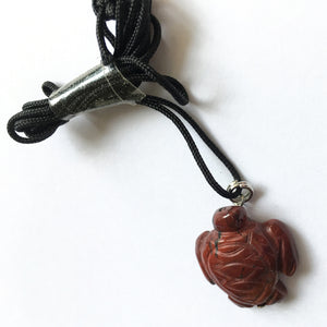Red Jasper Sea Turtle Amulet on Black Cord aka Turtle Fetish
