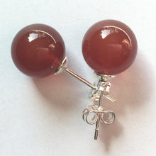 Load image into Gallery viewer, Burmese Red Genuine Jade Earrings 10mm Round Studs - Even prettier price!