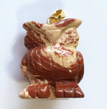 Load image into Gallery viewer, Red Snakeskin Jasper Owl Pendant