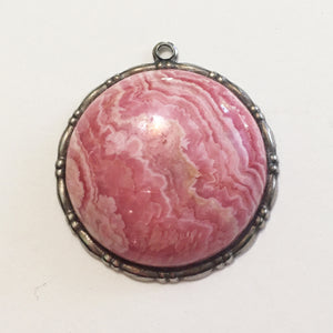 Rhodochrosite Round Pendant, Rhodocrosite for Emotional Balance