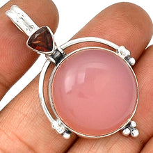 Load image into Gallery viewer, Rose Quartz Pendant with a Garnet Accent