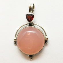 Load image into Gallery viewer, Rose Quartz Pendant with a Garnet Accent
