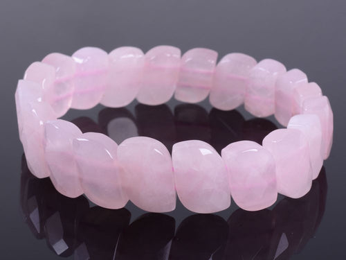 Rose Quartz Bracelet faceted wave bead elastic bracelet