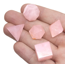 Load image into Gallery viewer, Rose Quartz Platonic Solids Sacred Geometry set of five
