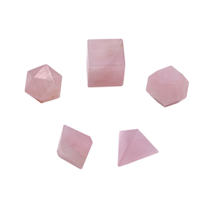 Rose Quartz Platonic Solids Sacred Geometry set of five