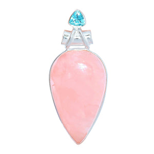 Rose Quartz Pendant with Topaz accent in sterling silver