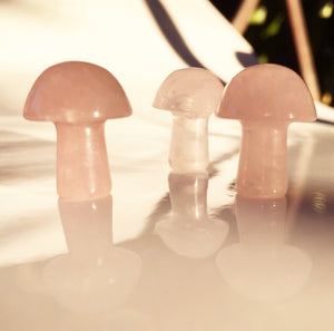 Rose Quartz Mushroom Figurine - perfect for a fairy garden