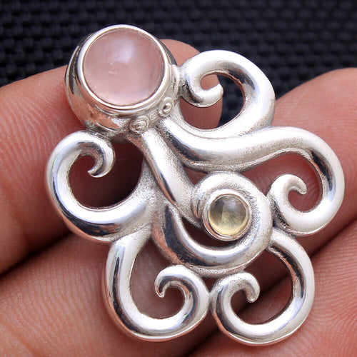 Rose Quartz Octopus Pendant