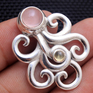 Rose Quartz Octopus Pendant