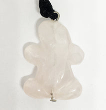 Load image into Gallery viewer, Rose Quartz Frog Amulet on Black Cord aka Frog Fetish Larger Size