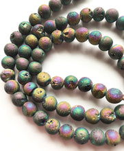 Load image into Gallery viewer, Cobalt Royal Aura Agate 6mm Round Beads with Druzy