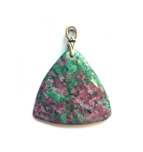 Ruby in Fuchsite Pendant with Art Deco reproduction brass bail