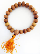Load image into Gallery viewer, Sandalwood Mala beads Bracelet 10mm beads with Orange Tassel