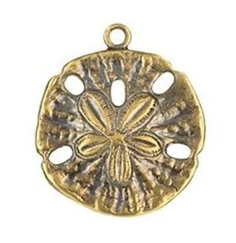 Sand Dollar Charm Brass Oxide Pewter by TierraCast