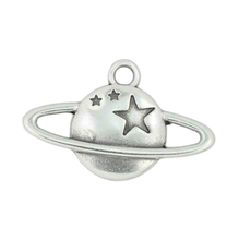 Load image into Gallery viewer, Saturn Silver Plated Pewter Charm
