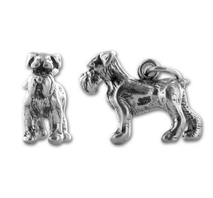 Schnauzer Dog Charm of Solid Sterling Silver