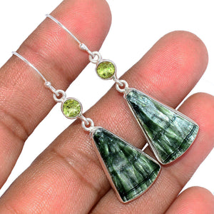 Seraphinite Earrings with Peridot Accents