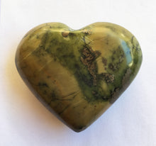 Load image into Gallery viewer, Serpentine Heart 2-1/5 Inch Slightly Puffed Heart in Olive Hues